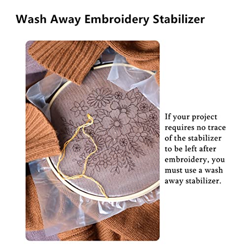 YEQIN Wash-Away Water Soluble Embroidery Stabilizer & Topping Film 12"x11 Yd roll, Cut into Various Sizes for Machine Embroidery and Hand Sewing