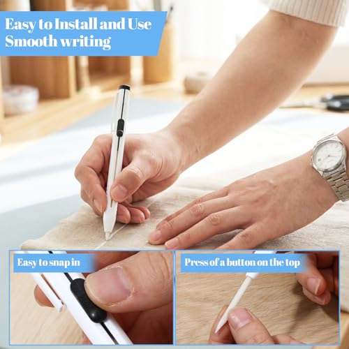 28 Pcs Chalk Pencil Refillable Cartridge Set, Sewing Fabric Pencils and Fabric Marker Pens with Cartridge Sharpener, White Tailors Chalk Pencil for Quilting Dressmaking DIY Craft