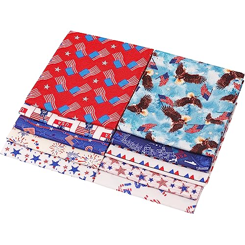 Craftido -25 Options- 100% Cotton Quilting Fabric Bundles 10pcs Fat Quarters 18”x21”-Medium Weight 5.2 oz- Soft Cotton for Quilting, Sewing Project, Patchwork, DIY Crafts – American Style - color: American Style
