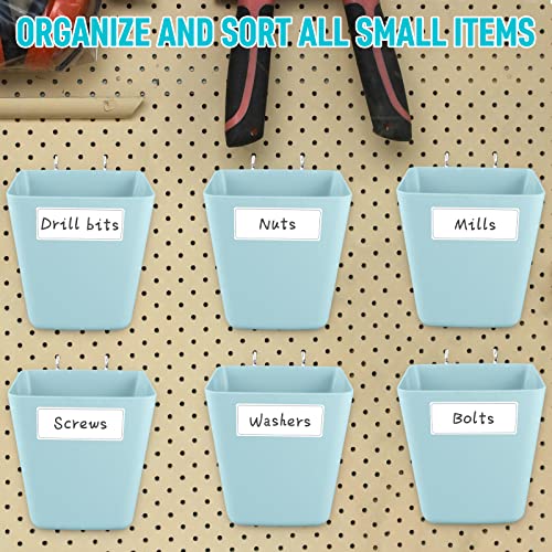 Large Pegboard Cups, 6Pack Peg Board Square Storage Bins With Hooks (Blue) - color: Sky Blue