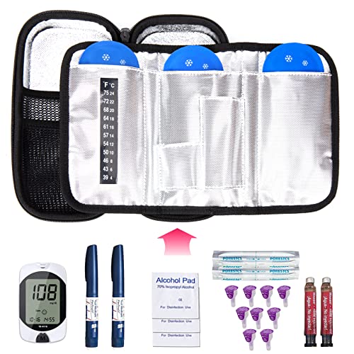 YOUSHARES Insulin Cooler Travel Case - EVA Protective Diabetic Medication Cooling Bag, Refrigerated Insulated Storage Kit for Insulin Pen and Diabetes Supplies with 3 TSA Approved Ice Packs - color: Y2_eva Black
