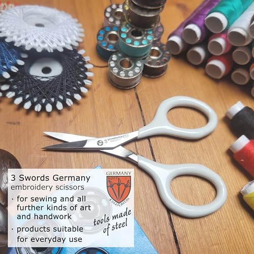 3 Swords Germany - Embroidery Scissors, Shears for Art Work, Daily Use in Household, Sewing, Art Work, Craft with Synthetic Leather case - white/black - color: White/Black