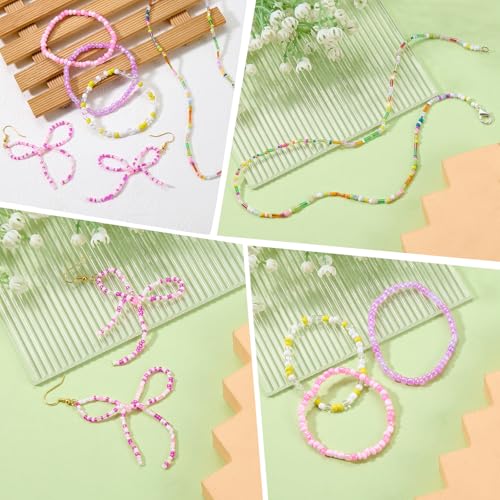 200g Glass Seed Beads Bulk Crystal Tube Bugle Beads for DIY Necklaces Bracelet Earring Crafting Jewelry Making Kit Supplies (Hot Pink) - color: Hot Pink 200g