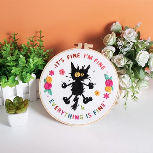 Louise Maelys Cute Cat Embroidery Kit for Beginners DIY Needlepoint - color: Pattern 14