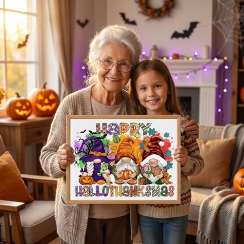 VIGEGU Gnome Stamped Cross Stitch Kits for Adults Beginners 12x16 inch - color: Halloween gnome Cross Stitch