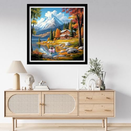 Fanxvivy Counted Cross Stitch Kits for Adults 11CT Unprinted Cross-Stitch Patterns Embroidery Kits Easy Cross Stitching Needlepoint Kits-Deep Autumn Scenery of Homeland 18x18 inch - color: DIYcraft05