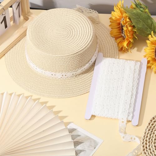 CHGCRAFT 16 Yards White Cotton Eyelet Lace Embroidery Ribbon Edge Floral Cotton Lace Ribbon Embroidery Lace Trim DIY Accessories for Sewing Clothes, 1 Inch Wide - size: 1 inch