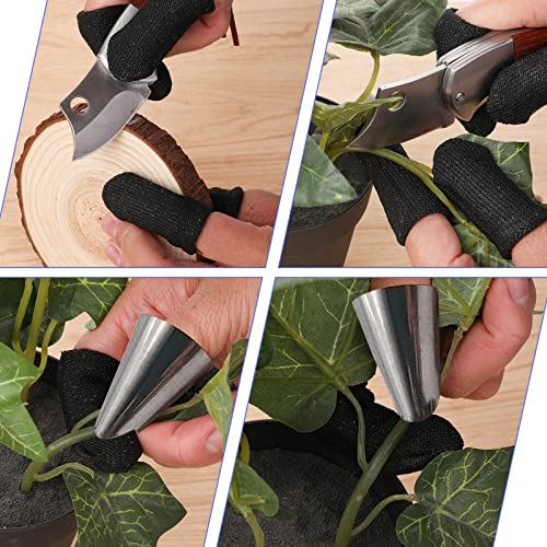 TIESOME 12 PCS Finger Cots Cut Resistant Protector, Finger Covers for Cuts Reusable Gloves Life Extender Anti-Slip Cut Resistant Finger Protectors for Kitchen Work Sculpture Supplies (Black)