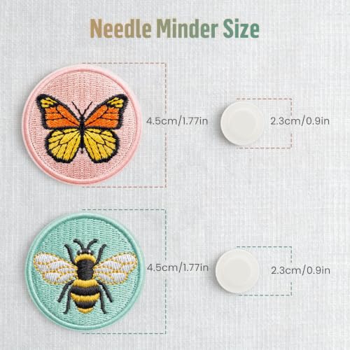 DELLAN 2-Pack Magnetic Needle Minder for Cross Stitch & Embroidery - color: Bee&Butterfly