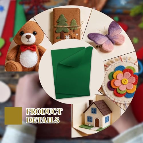12 Pcs Felt Sheets, 7x11 Inch Stiff Felt for Crafts DIY, Green - color: Green