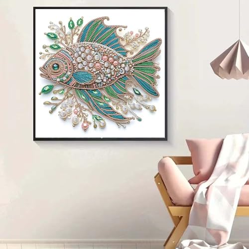 ZQEATRY Fish Animal Special Shape Diamond Art Kits for Adults,5D Diamond Painting Kits for Beginner,DIY Diamond Gem Art Crystal Rhinestones Dots Painting Kits for Home Wall Decor 11.8 X 11.8inch - color: XJ103