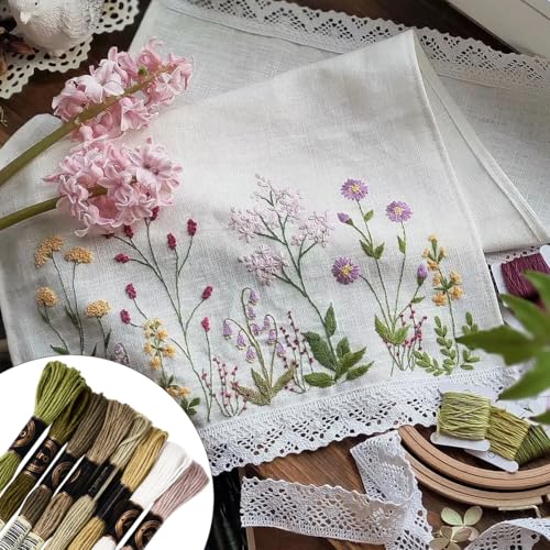 70 Yards 8 Skeins Gradient 6 Strands Matcha Green Polyester Embroidery Thread Cross Stitch Floss Variegated Friendship Bracelet String Assorted Bulk for Hand Sewing Making Knitting Supply - color: Matcha Green, size: 70 Yards
