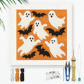 DOODLREAM Halloween Ghosts DIY Punch Needle Embroidery Kit for Adult Beginner, 9.4" Bat Punch Stitching Craft Set for Starter with Frame, Fabric Pattern, Threader, Yarn, Pinch Needle - color: Halloween Ghosts