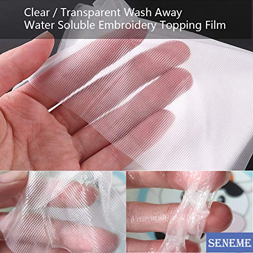 Water Soluble Stabilizer for Embroidery Topping Film (10 in x 50 yd Roll), Seneme 35um Clear Embroidery Stabilizers - Wash Away Embroidery Stabilizer for Machine Embroidery Stabilizer and Hand Sewing - size: 10"*50yd roll
