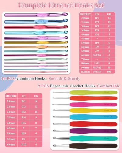 Aeelike Crochet Kit for Beginners Adults, Complete Yarn Kit, Pink - color: Light Pink