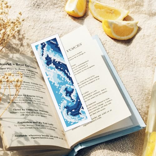 ORIGACH 6 Set Ocean Wave & Nautical Cross Stitch Bookmark Kit for Beginner - style: Ocean Wave