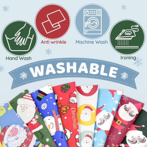 Aubliss 8pcs Fat Quarter Fabric Bundles (100% Cotton - 20'' x 20'') - color: Christmas Santa & Snowman