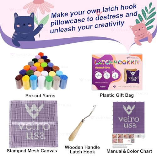 veirousa Border Collie Latch Hook Pillow Kits for Adults Beginners - color: Border Collie