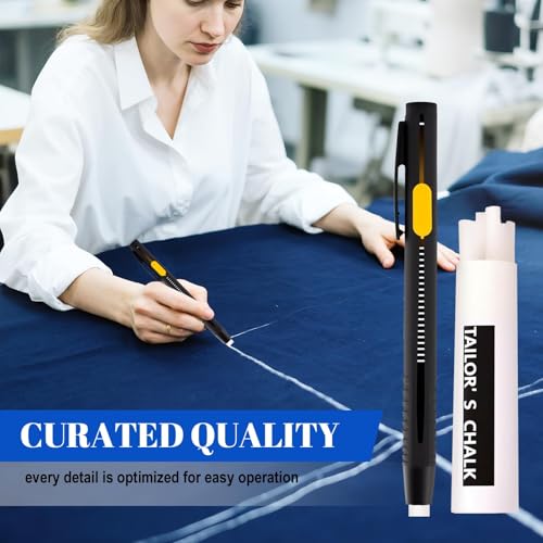 Heat Erasable Fabric Marker for Sewing, Washable Heat Erasable Pens for Fabric, Sewing Chalk DIY Markers for Quilting Embroidery, Suitable for Cotton Knitted Fabrics, 2 Pens + 20 Premium Refills
