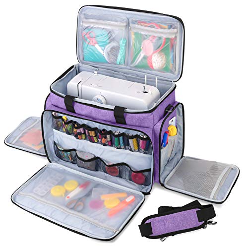 LUXJA Sewing Machine Case with Removable Padding Pad, Purple - color: Purple, style: Sewing Machine Bag