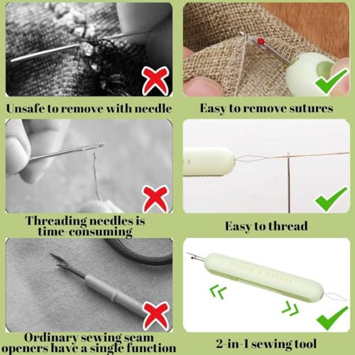 2 in-1 Needle Threaders Seam Ripper 2024 New, Upgraded Seam Ripper Tools, Stretchable Remover Needle Threading (6 Pcs) - color: 6 Pcs