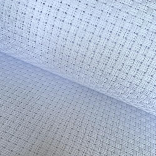 6 Count Aida Cloth Extra-Large Holes Cross Stitch Fabric, White, 59" W x 20" L - size: W59" x L20"