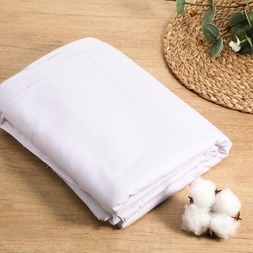 SHENLIU 10Yds White Cotton Fabric, Natural Cotton Poplin Fabric by The Yard