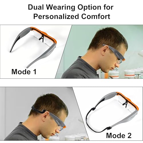 Magnifying Glass with Light Hands Free Magnifying Glasses Headset - color: Orange & Gray, size: Without Case