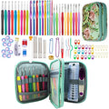 Mdoker 100pcs Crochet Hooks Set in Case Ergonomic Soft Grip Handles Weave Yarn Knitting Needles Kit and Crochet Needle Accessories Crochet Kit Complete Set for Beginners and Experienced Lover - color: Green