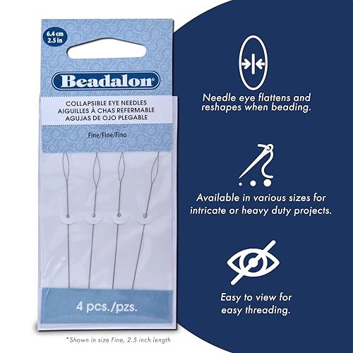 Beadalon Collapsible Eye Beading Needles - 5 Inches, Variety 3 pk, 3 pc - style: 5 inches