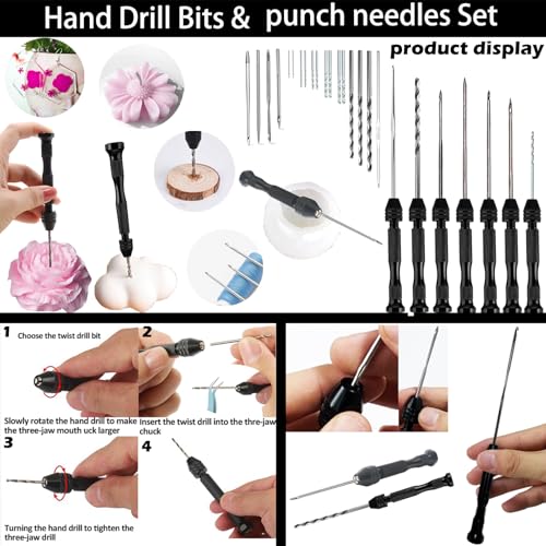 39PCS Professional Candle Making Kit with Soy Candle Wicks,Extra Long Big Hole Wicking Needle Hand Twist Drill Bits with Storage Bag,Mold Punch Set with Hook Eye for Inserting Candle&Mold Wicks - color: 39pcs