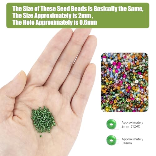 Ybxjges 24000Pcs 2mm Glass Seed Beads Kit, with 28 Colors Small Beads Kit for Girls,Women and Adults,Bracelets, Necklaces,Earring,Jewelry Making Supplies