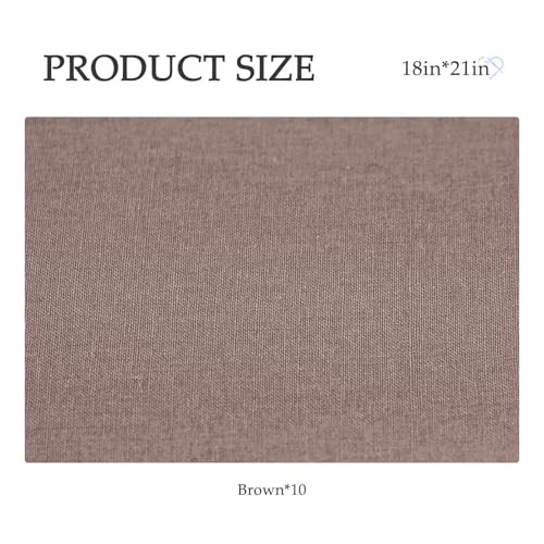 10 Pieces 18 x 21 Inches Cotton Fabric Precut Quilting Fabric Bundles Solid Colors Layer Cakes Quilt Material for DIY Craft Sewing Embroidery (Brown) - color: Brown
