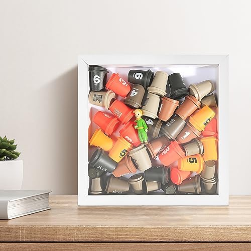Muzilife 8x8 Small Shadow Box Wood Picture Frame with Stand, Glass, White - color: 1pcs 8x8-white