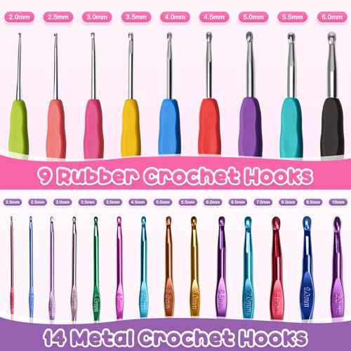 RealPlus 108PCS Crochet Kit for Beginners, 14 Sizes Crochet Hooks, Crochet Hook Set with Ergonomic Soft Handle, Gift for Women, Crochet Tool with Storage Bag - color: White