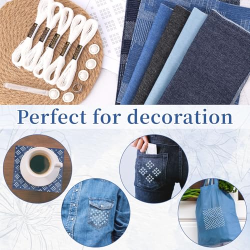 Booson 28 Pcs Thread Kit Sashiko Needles Denim Fabric