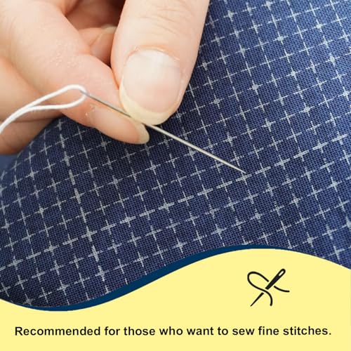 MISUYA CHUBE Sashiko Needles Set of 5, Japanese Embroidery Hand Sewing Needles, Large Eye, Durable Steel, Smooth Stitching, Made in Japan (1.79 Inches) - size: 1.79 Inches