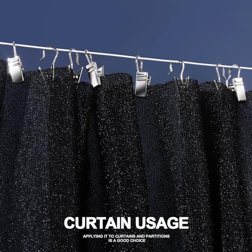 Teenitor 100 PCS Small Curtain Hooks Curtain Clips Bag Clips, Stainless Steel Curtain Rod Hooks, S Hooks for Hanging Drapes Photos Tent Lights Party Decorations Art Craft, Silver - color: Silver