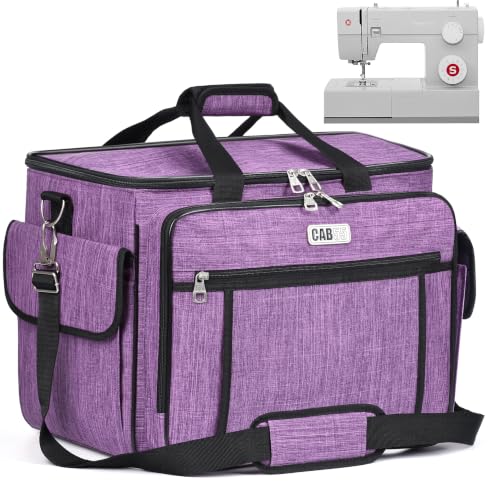 CAB55 Sewing Machine Case - Carrying Bag with Removable Padding, Tote for Machine and Accessories - color: Purple