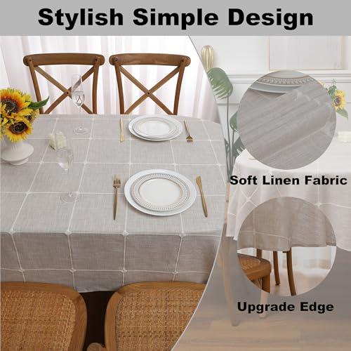 Gernaice Plaid Oval Tablecloth Checkered Table Cloth 60" x 84" Brown - color: Brown, size: 84" x 60" (Oval)