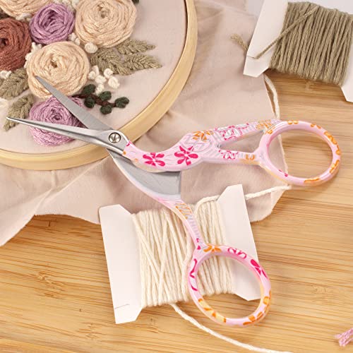JubileeYarn Pointed Tip Embroidery Craft Stainless Steel Stork Scissors - Pink - 1 Unit - color: Stork Pink, size: 1 Unit
