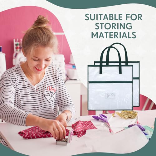 Feifeiya 2 Pack 17.7 Inch Sew Project Bag Needlepoint Project Bag Quilting Embroidery Craft Organizer Storage Bags with Handle and Pocket Zippered with Tools for Art Craft Knitting Quilting Stitching - size: 17.7 Inch