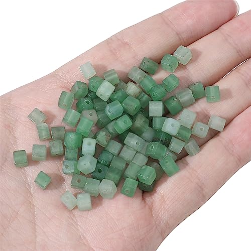 BEADIA Natural Green Aventurine Square Stone Beads 4x4mm 85pcs Cube Loose Semi Gemstone Beads for Jewelry Making Design - color: Green Aventurine