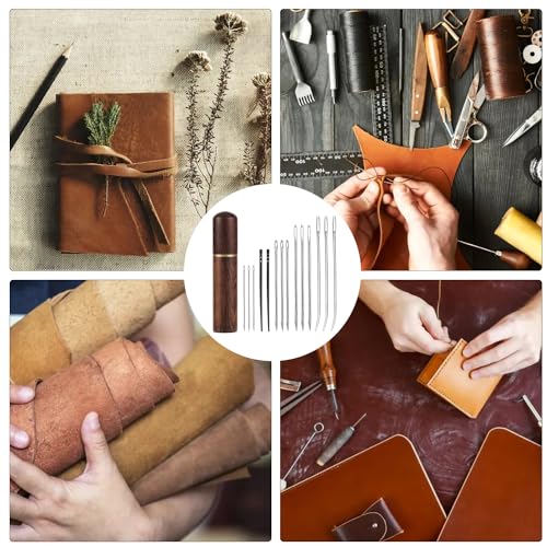 15pcs Leather Sewing Needles Kit, Large Eye Hand Stitching Needle