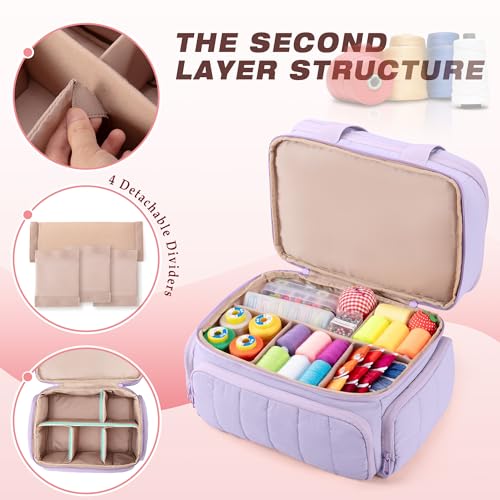 Marscamd Sewing Organizer Bag with Detachable Dividers, Purple (Bag Only) - color: Purple