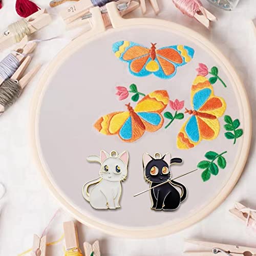 GUPENG Lovely Cat Needle Minder Magnetic for Cross Stitch, Black and White Cat Needle Holder for Embroidery Needlework（2 PCS） csljmy20220723-0001