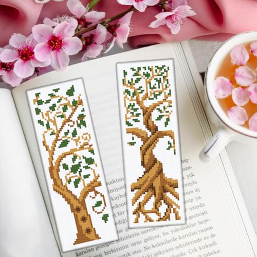 ORIGACH 6 Set Tree of Life Cross Stitch Bookmark Kit for Beginner - style: Tree of Life