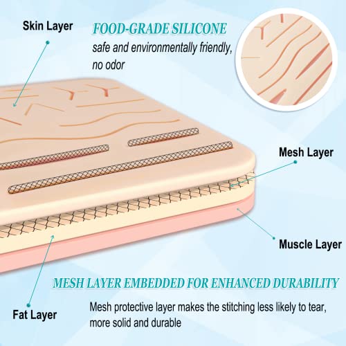 Suture Practice Kit with 240g Silicone Suturing Pad, 20 Assorted Practice Sutures, Reusable Training Tools, 14 Practice Patterns, Educational Simulation Use Only - style: 20 packs of sutures