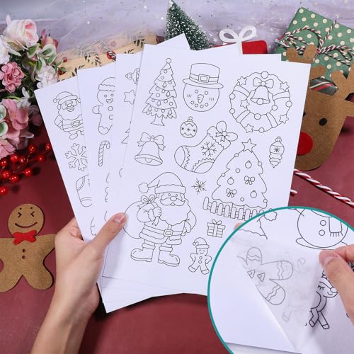 GLOBLELAND 4 Sheets Christmas Santa Water Soluble Embroidery Pattern - color: Christmas Santa