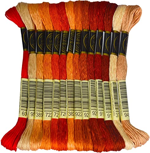 Orange-red Gradient Color Embroidery Floss - Cross Stitch Threads - Friendship Bracelets Floss - Crafts Floss - 14 Skeins Per Pack Embroidery Floss - color: Orange-red Gradient